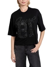 GUESS BELT WRAPPED T-shirt a maniche corte vestibilit&agrave; oversize jetbla - T-shirt e Top Donna - 1