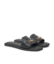 TOMMY HILFIGER TH Ciabattine in pelle con logo black - Scarpe Donna - 1