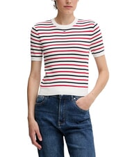 TOMMY HILFIGER TH JEANS Maglia a manica corta in cotone white/navy stripe - T-shirt e Top Donna - 1