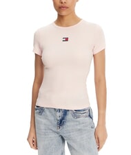 TOMMY HILFIGER TH JEANS T-shirt manica corta a costine precious pink - T-shirt e Top Donna - 1