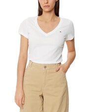 TOMMY HILFIGER TH JEANS T-shirt manica corta scollo a V white - T-shirt e Top Donna - 1