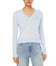 TOMMY HILFIGER TH JEANS Maglione donna in cotone scolo a V - Maglie Donna