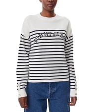 TOMMY HILFIGER VARSITY Maglione girocollo in cotone con logo ancient white - Maglie Donna - 1