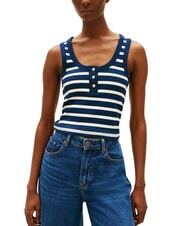 TOMMY HILFIGER HENLEY Canotta a 3 bottoni dark night navy white breton stripe - T-shirt e Top Donna - 1