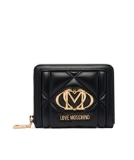 LOVE MOSCHINO EMBOSSED Portafoglio medio zip around Nero - Portafogli Donna - 1