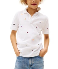 TOMMY HILFIGER TH KIDS Polo manica corta bimbo con ricami white - T-shirt Bambino - 1