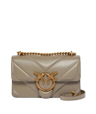 PINKO LOVE ONE MINI Borsa in pelle a tracolla noce-antique gold - Borse Donna - 1