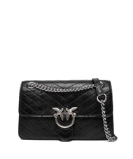 PINKO LOVE ONE LIGHT Borsa mini in pelle trapuntata nero limousine - matt silver - Borse Donna - 1