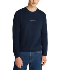 TOMMY HILFIGER TH JEANS Maglione a girocollo ricamo logo dark night navy - Maglie Uomo - 1