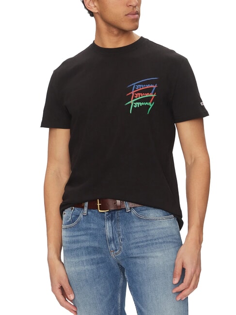TOMMY HILFIGER TH JEANS T-shirt manica corta loghi multicolor black - T-shirt Uomo