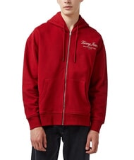 TOMMY HILFIGER TH JEANS Felpa con cappuccio full zip magma red - Felpe Uomo - 1