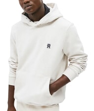 TOMMY HILFIGER TH Felpa in cotone con cappuccio heathered oatmilk - Felpe Uomo - 1