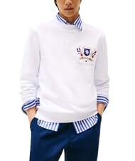 TOMMY HILFIGER TH Felpa girocollo in cotone con stemma white - Felpe Uomo - 1
