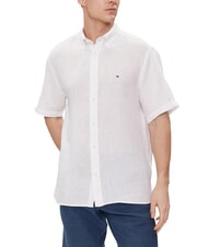 TOMMY HILFIGER TH Camicia manica corta lino regular fit optic white - Camicie Uomo - 1