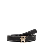TOMMY HILFIGER TH LOGO Cintura sottile in pelle black - Cinture - 1
