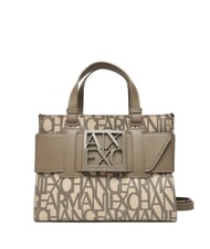 ARMANI EXCHANGE LOGO ALL OVER Borsa piccola con tracolla sound sand / brown bass - Borse Donna - 1