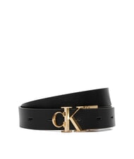 CALVIN KLEIN CK HARDWARE Cintura reversibile in pelle black / antique light gold - Cinture - 1