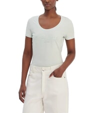 GUESS SCRIPT T-Shirt in cotone misty teal - T-shirt e Top Donna - 1