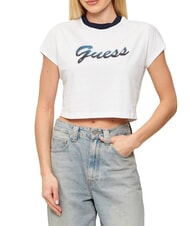 GUESS SCRIPT CROP Maglietta corta purwhite - T-shirt e Top Donna - 1