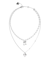 GUESS ALL YOU NEED IS LOVE Collana con charm cuore e chiavi SILVER - Collane - 1