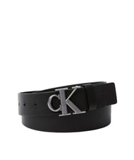 CALVIN KLEIN CK HARDWARE Cintura in pelle black/antique silver - Cinture - 1