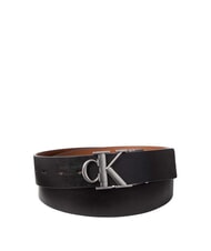 CALVIN KLEIN CK HARDWARE Cintura reversibile in pelle black/ck cognac/antique silve - Cinture - 1
