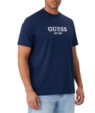 GUESS LOGO CONTRAST T-Shirt in cotone smartblue - T-shirt Uomo - 1