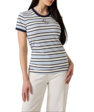 GUESS STRIPED MINI 4G LOGO Maglietta a righe cream white and shad - T-shirt e Top Donna - 1