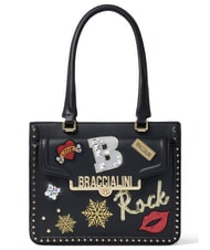 BRACCIALINI ROCK Borsa patch a spalla nero - Borse Donna - 1
