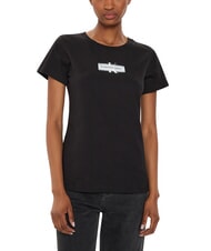 CALVIN KLEIN FADED MONOLOGO SLIM T-shirt a manica corta, in cotone - T-shirt e Top Donna