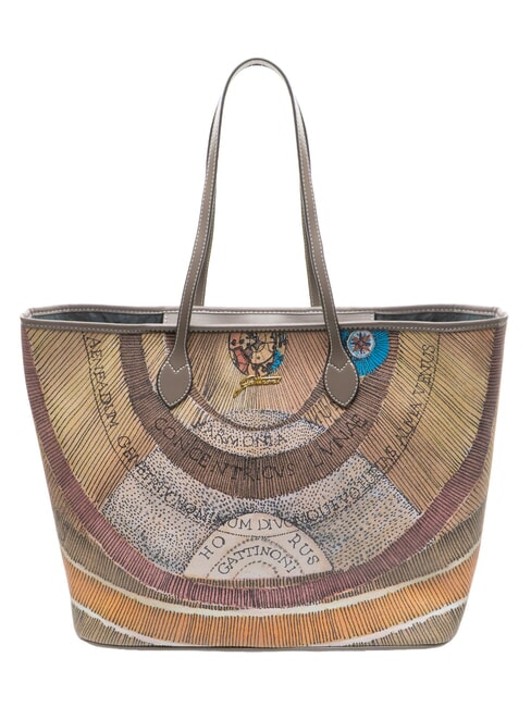 GATTINONI PLANETARIUM Borsa shopping grande wild watercolor/ dk taupe - Borse Donna