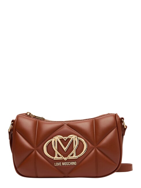 LOVE MOSCHINO EMBOSSED Borsa a tracolla, doppia portabilit&agrave; castagna - Borse Donna
