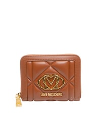 LOVE MOSCHINO EMBOSSED Portafoglio piccolo ziparound castagna - Portafogli Donna - 1