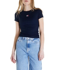 TOMMY HILFIGER TH JEANS T-shirt manica corta a costine dark night navy - T-shirt e Top Donna - 1