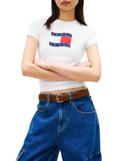 TOMMY HILFIGER TJ FLAG T-Shirt in cotone ecru - T-shirt e Top Donna - 1