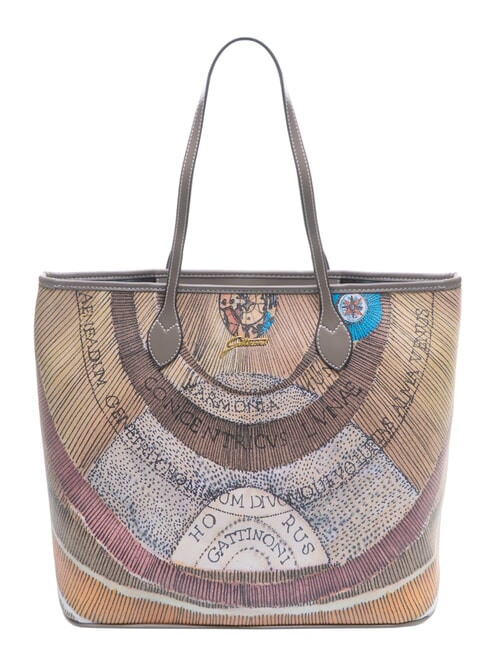 GATTINONI PLANETARIUM Borsa shopping media wild watercolor/ dk taupe - Borse Donna