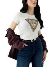 GUESS SNAKE TRIANGLE T-shirt a manica corta cremwhi - T-shirt e Top Donna - 1