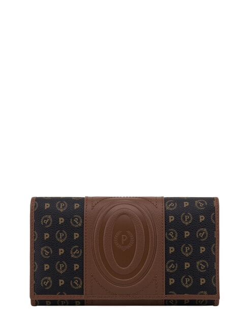 POLLINI HERITAGE Portafoglio large con porta carte nero marrone - Portafogli Donna