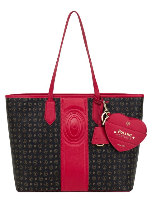 POLLINI HERITAGE Borsa shopping a spalla, con necessaire nero rosso - Borse Donna