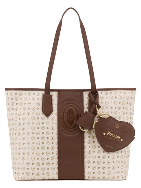 POLLINI HERITAGE Borsa shopping a spalla, con necessaire avorio marrone - Borse Donna