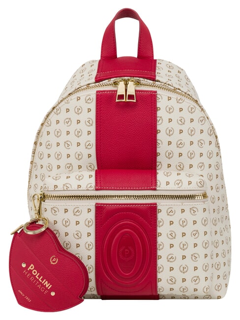 POLLINI HERITAGE Zaino con tasca anteriore e portachiavi avorio rosso - Borse Donna