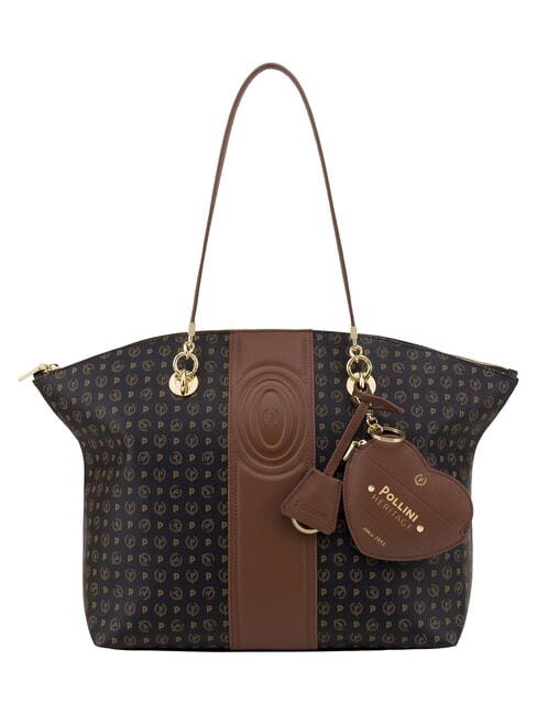 POLLINI HERITAGE Borsa tote a spalla, con portachiavi nero marrone - Borse Donna