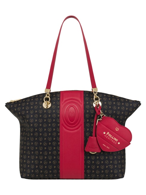 POLLINI HERITAGE Borsa tote a spalla, con portachiavi nero rosso - Borse Donna