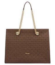 POLLINI HERITAGE Borsa shopping a spalla, in pelle marrone/crema - Borse Donna - 1