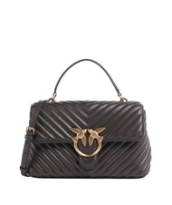 PINKO CLASSIC LADY LOVE BAG Borsa puff chevron marrone marasca-antique gold - Borse Donna - 1