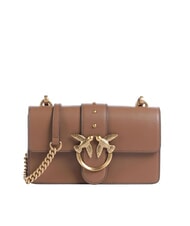 PINKO LOVE ONE CLASSIC Borsa mini in pelle a tracolla marrone cognac-antique gold - Borse Donna - 1