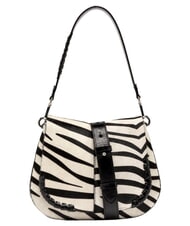 GIANNI CHIARINI HELENA ROUND Borsa a spalla in pelle, con tracolla zebra bianco-nero - Borse Donna - 1