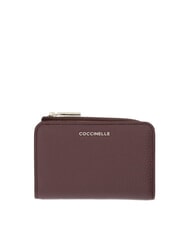 COCCINELLE METALLIC SOFT Portafoglio piccolo in pelle berry - Portafogli Donna - 1