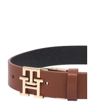 TOMMY HILFIGER TH LOGO Cintura reversibile in pelle, con monogramma black mono/winter cognac - Cinture - 1