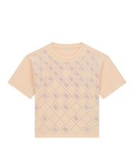 GUESS BOXY T-Shirt in cotone broderie vanilla - T-shirt Bambino - 1